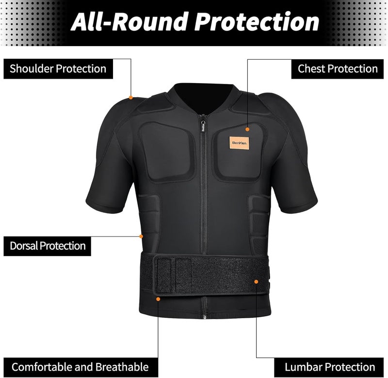 BenKen Men's Women's Professional Anti-Collision Sports Shirts, Protection of The Back, Motorcycle Protective Jacket for Skateboarding Skating Snowboarding Cycling - Image 4